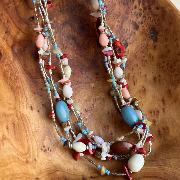 Multi Colored Multi Strap Adjustable Beaded Necklace - Picture 2 of 4